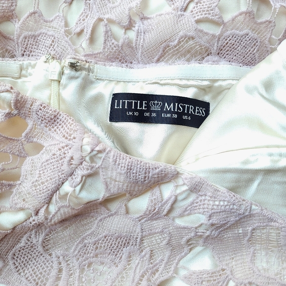 🍒EUC🍒 ASOS LITTLE MISTRESS BABY PINK CROCHET LACE DRESS - Picture 3 of 8